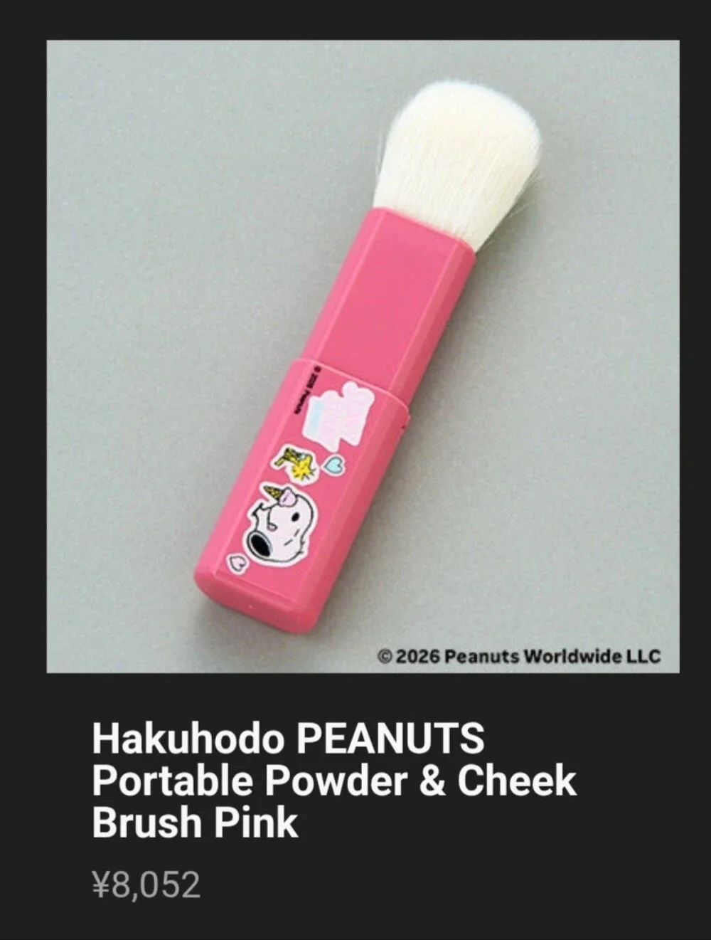 NEW Hakuhodo Snoopy Limited Edition Makeup Brush Japan Exclusive Natural Bristle